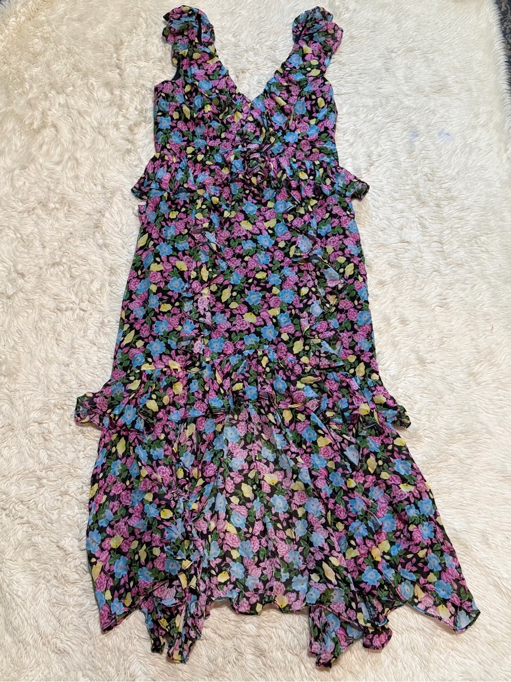 Amur Evita 100% Silk Gorgeous Floral Tiered Dress - Size 14 - Picture 3 of 7